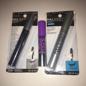 2 Maybelline mascara 1 Maybelline purple lipstick